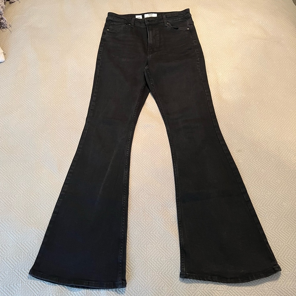 Bershka Women’s Tight Black Flared Jeans M